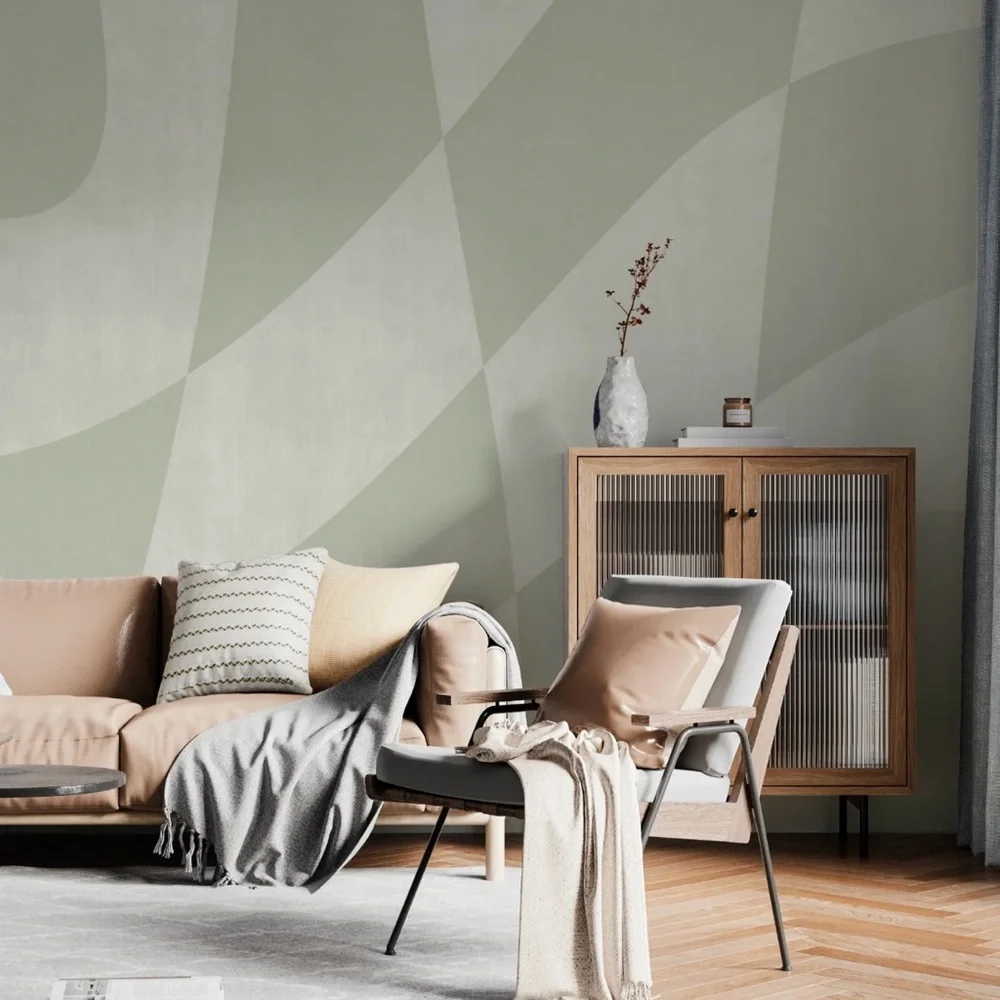 Abstract Green and White Wall Art
